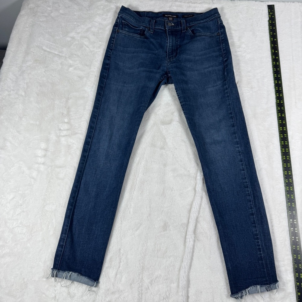 Michael Kors Parker Slim Fit Jeans Men's 31 x 34 Blue Denim Raw Hem